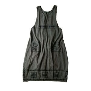 Neelam Green Embroidered Sleeveless Maxi Length Apron Dress Women's Free Size